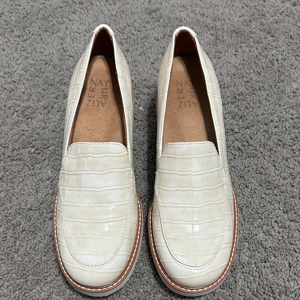 Naturalizer Women's Croc-Embossed Cream Flats